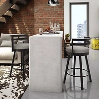 Tabouret de bar contemporain à hauteur de comptoir Render - Gris taupe/Brun foncé
