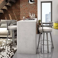 Render Contemporary Counter Height Barstool - Cream/Glossy Grey
