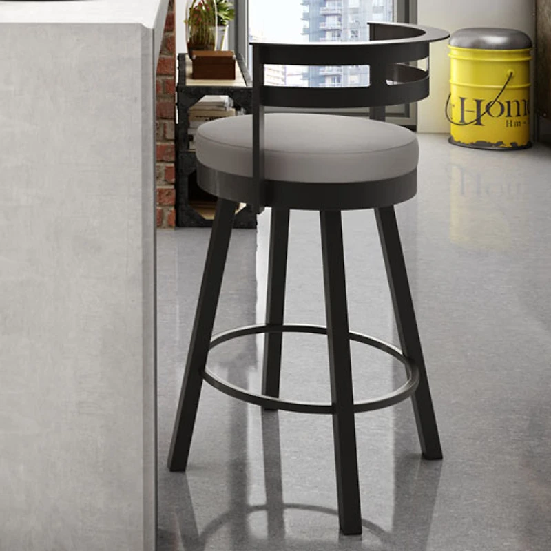 Render Contemporary Bar Height Barstool - Taupe Grey/Dark Brown
