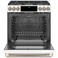 Café 30" 5.6 Cu. Ft. True Convection 6-Burner Slide-In Gas Range (CCGS700P4MW2) - Matte White