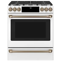 Café 30" 5.7 Cu. Ft. True Convection 6-Burner Slide-In Gas Range (CC2S900P4MW2) - Matte White