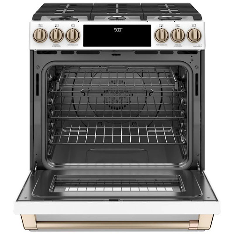 Café 30" 5.7 Cu. Ft. True Convection 6-Burner Slide-In Gas Range (CC2S900P4MW2) - Matte White