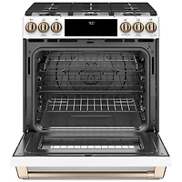 Café 30" 5.7 Cu. Ft. True Convection 6-Burner Slide-In Gas Range (CC2S900P4MW2) - Matte White