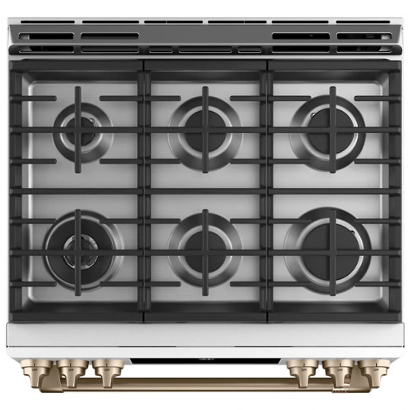 Café 30" 5.7 Cu. Ft. True Convection 6-Burner Slide-In Gas Range (CC2S900P4MW2) - Matte White