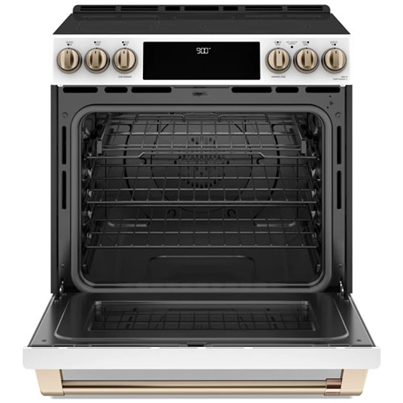 Cuisinière encastrable induct. convec. 5 éléments four autonettoyant 30 po Café (CCHS900P4MW2) -Blc