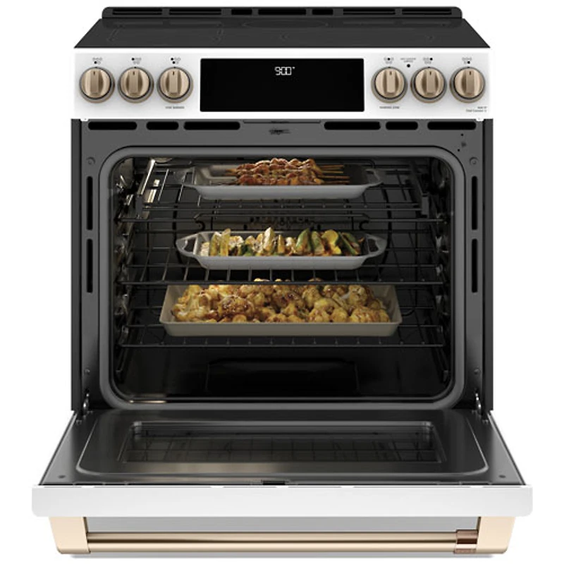 Cuisinière encastrable induct. convec. 5 éléments four autonettoyant 30 po Café (CCHS900P4MW2) -Blc