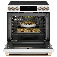 Café 30" Self-Clean True Convection 5-Element Slide-In Smooth Top Electric Range (CCES700P4MW2) -White