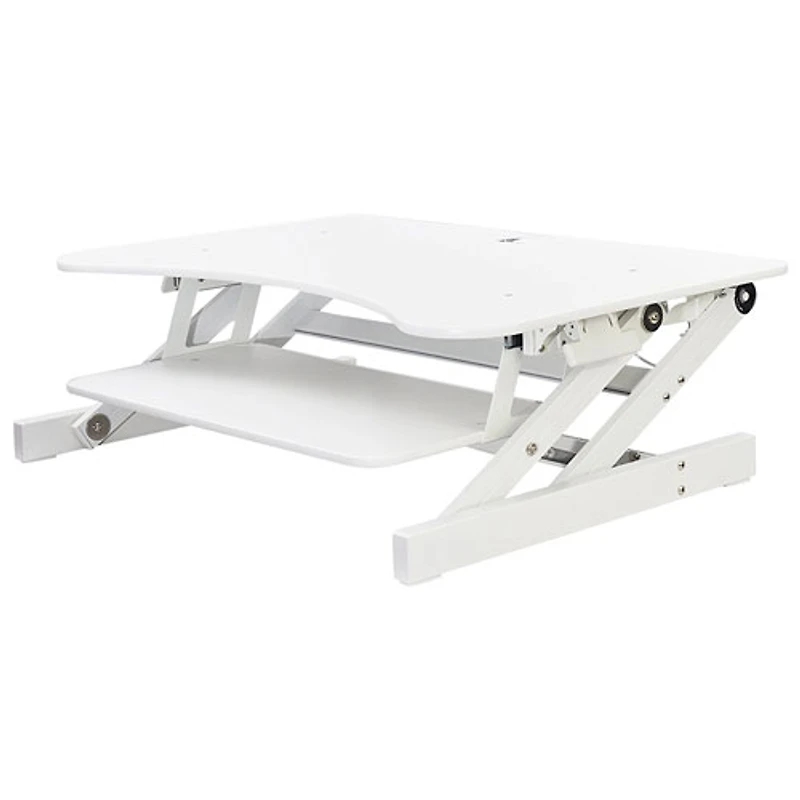 Surélévateur bureau de luxe avec plateau de clavier pour travailler debout DADR de Rocelco - Blanc