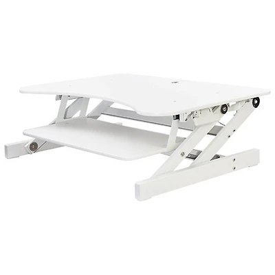 Surélévateur bureau de luxe avec plateau de clavier pour travailler debout DADR de Rocelco - Blanc