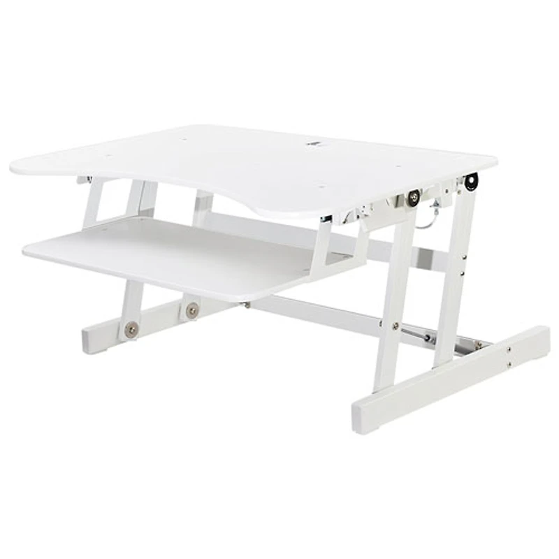 Surélévateur bureau de luxe avec plateau de clavier pour travailler debout DADR de Rocelco - Blanc