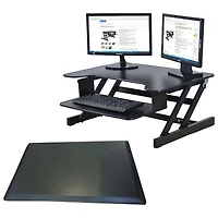 Surélévateur de bureau ADR et tapis antifatigue de Rocelco - Noir