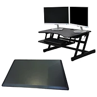 Surélévateur de bureau EADR et tapis antifatigue de Rocelco - Noir