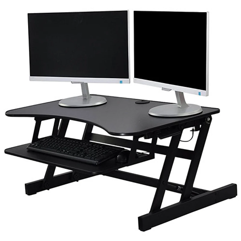 Surélévateur de bureau avec plateau pour clavier pour travailler debout EADR de Rocelco - Noir