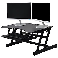 Surélévateur de bureau avec plateau pour clavier pour travailler debout EADR de Rocelco - Noir