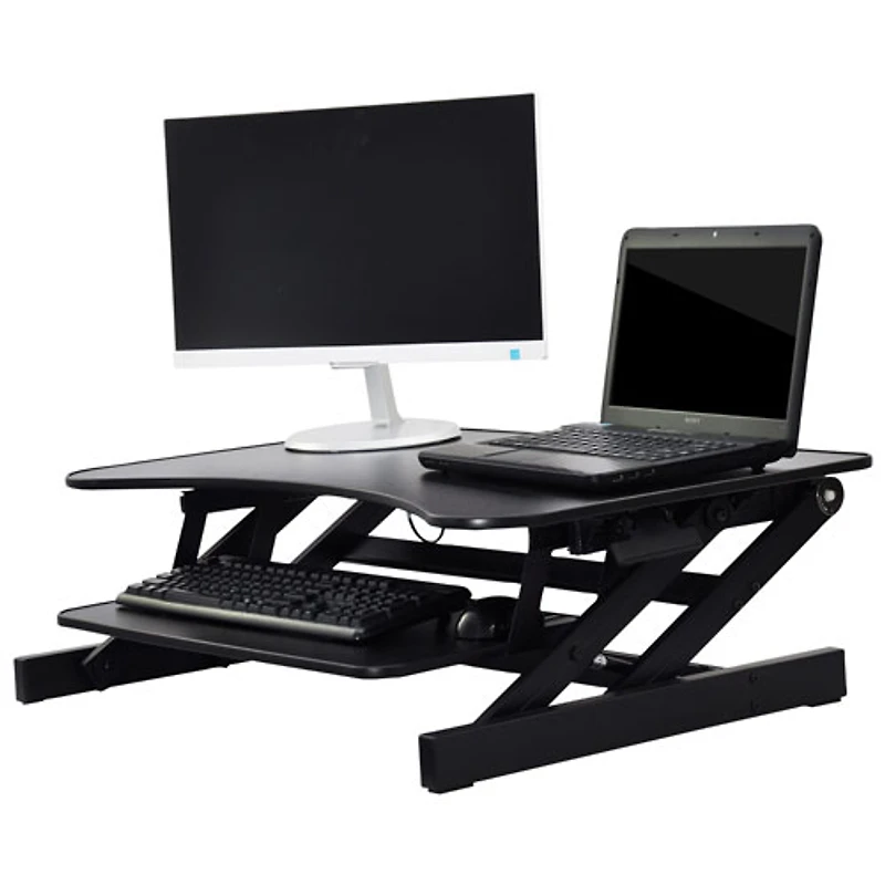 Surélévateur de bureau avec plateau pour clavier pour travailler debout EADR de Rocelco - Noir