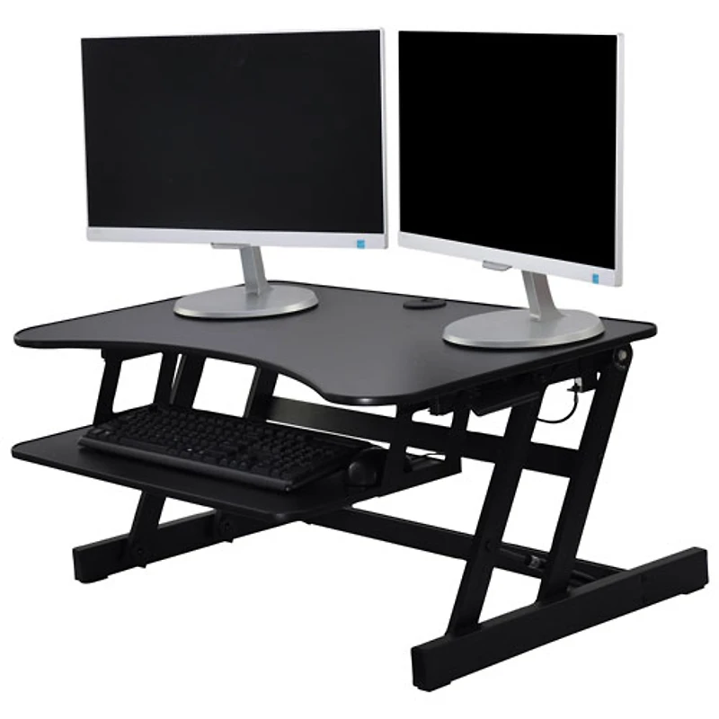 Surélévateur de bureau avec plateau pour clavier pour travailler debout EADR de Rocelco - Noir