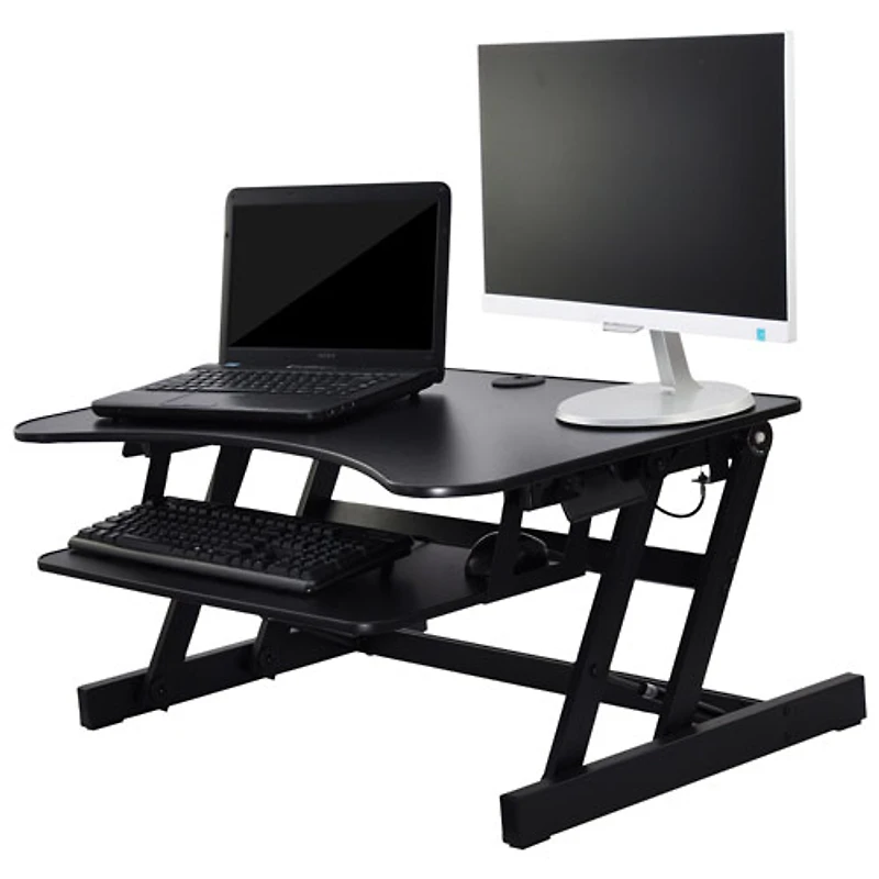 Surélévateur de bureau avec plateau pour clavier pour travailler debout EADR de Rocelco - Noir