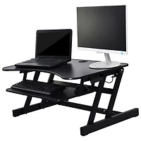 Surélévateur de bureau avec plateau pour clavier pour travailler debout EADR de Rocelco - Noir
