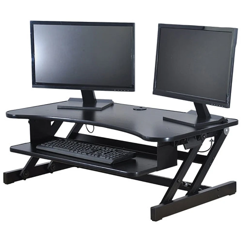 Rocelco DADR Deluxe Standing Desk Riser with Keyboard Tray - Black