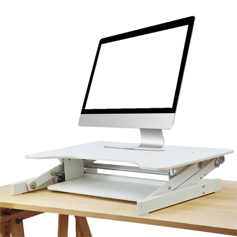 Rocelco ADR Standing Desk Riser with Keyboard Tray - White