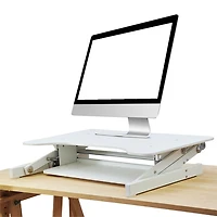 Rocelco ADR Standing Desk Riser with Keyboard Tray - White