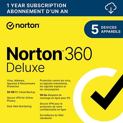 Norton 360 Deluxe (PC/Mac) - appareils - Stockage infonuagique de Go - de