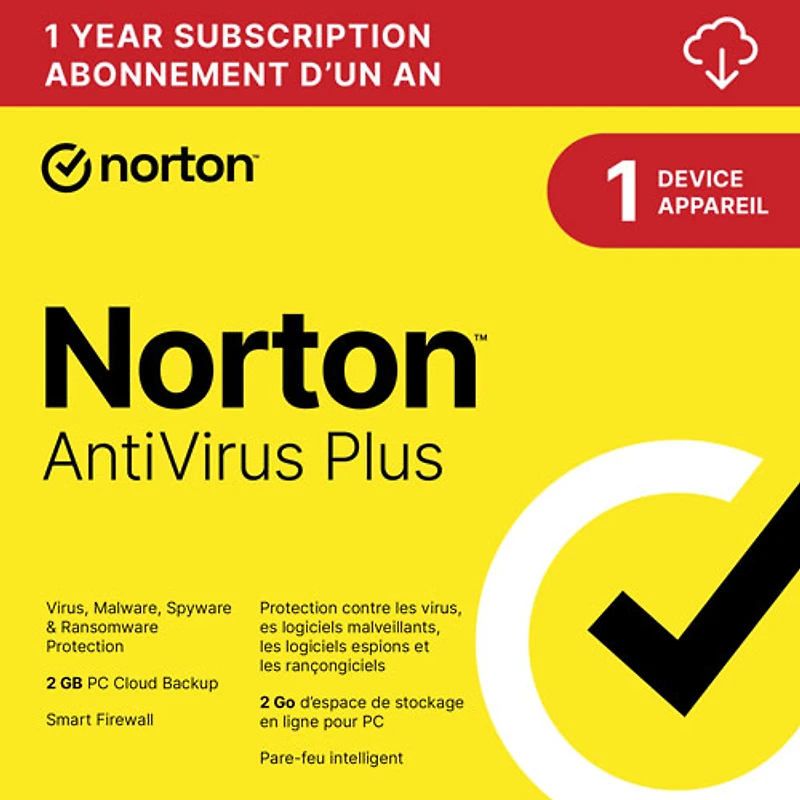 Norton AntiVirus Plus (PC/Mac) - 1 Device - 2GB Cloud Backup - 1
