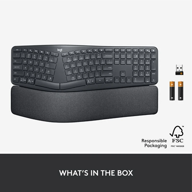 Logitech ERGO K860 Bluetooth Ergonomic Keyboard with Integrated Palm-rest