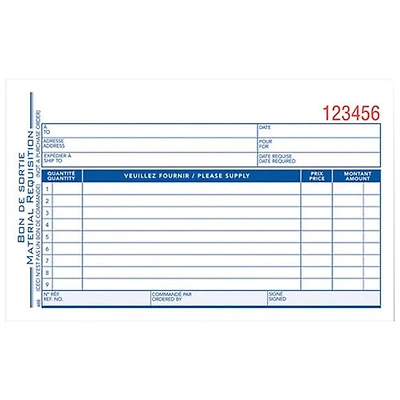 Adams Materials Requisition Form - 50 Sheets - Blue