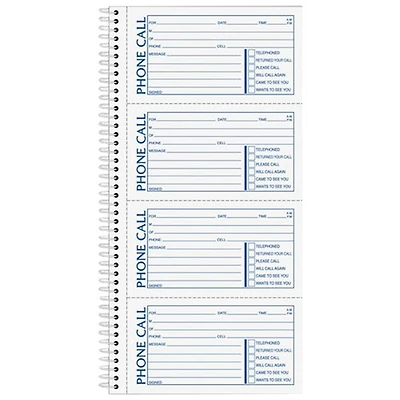 Adams Spiral Bound Phone Message Book - 400 Sheets