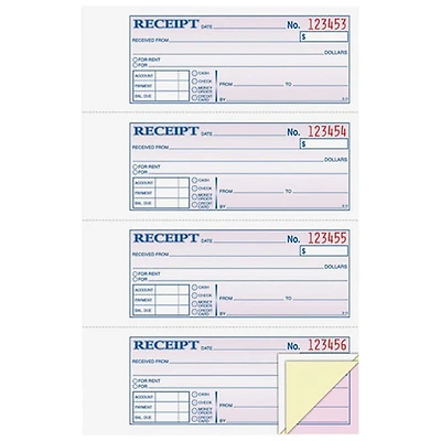 Adams 2.75" x 7.62" Tapebound 3-part Money Receipt Book - 100 Sheets