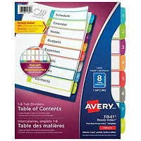 Intercalaires personnalisables Ready Index d'Avery (11841) - 8 onglets