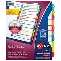 Intercalaires personnalisables Ready Index d'Avery (11842) - 10 onglets