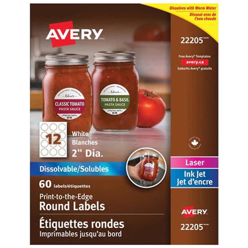 Avery Print-to-the-Edge Round Labels (22205) - 60 Pack