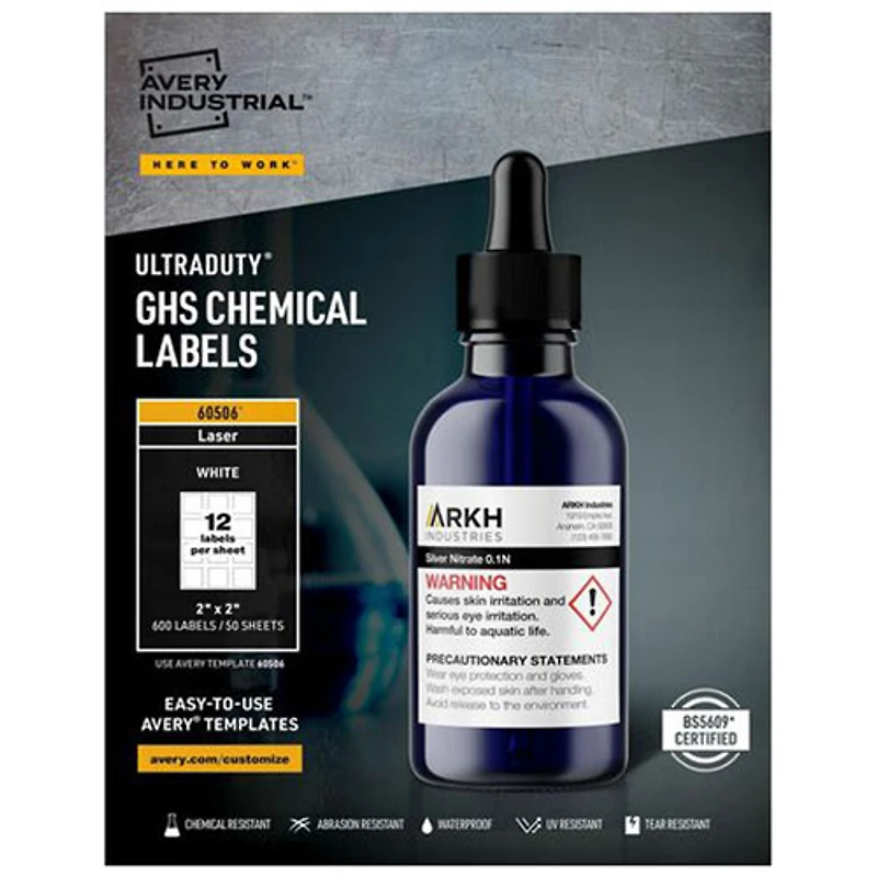 Avery UltraDuty GHS Chemical Labels (60506) - 50 Pack