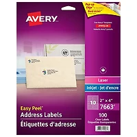 Avery Easy Peel Address Labels (7663) - 100 Pack