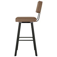 Clarkson Contemporary Bar Height Barstool - Medium Brown/Gun Metal