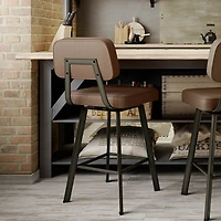 Clarkson Contemporary Bar Height Barstool - Medium Brown/Gun Metal