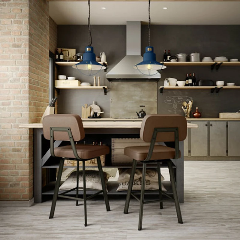 Clarkson Contemporary Bar Height Barstool - Medium Brown/Gun Metal