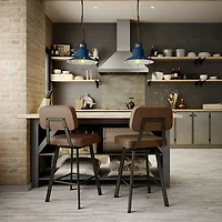 Clarkson Contemporary Bar Height Barstool - Medium Brown/Gun Metal