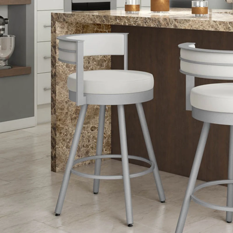 Eller Modern Bar Height Barstool - White/Silver Grey