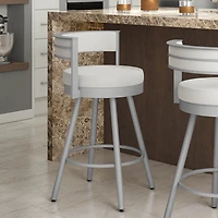 Eller Modern Bar Height Barstool - White/Silver Grey