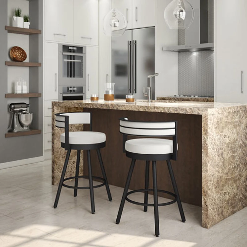 Eller Modern Bar Height Barstool - White/Black
