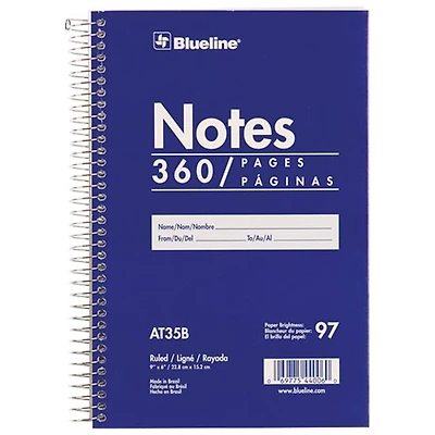 Blueline 9" x 6" White Paper Wirebound Steno Pad - 360 Sheets