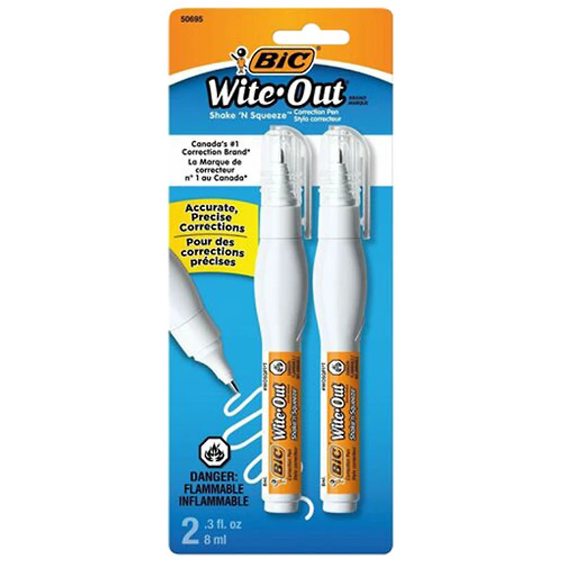 Stylo correcteur Wite-Out Shake 'n Squeeze de BIC - Paquet de 2