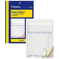 Blueline 5 3/8" x 8" Sales Order Book - 50 Sheet(s) - Blue Cover - 1 Each