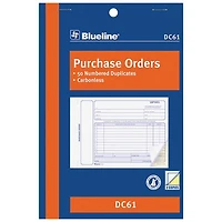 Blueline 8" x 5 3/8" Purchase Order Form Book - 50 Sheets - Blue Cover