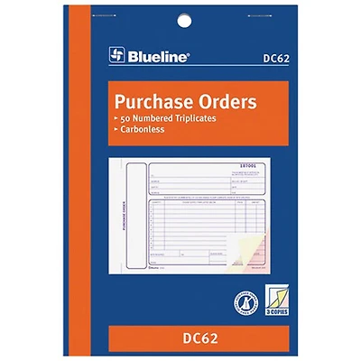 Blueline 8" x 6" Purchase Order Form Book - 50 Sheet(s) - Blue Cover - 1 Each