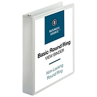 Business Source 8 1/2" x 11" Round-ring View Binder - 350 Sheet Capacity - 2 Internal Pocket(s) - White