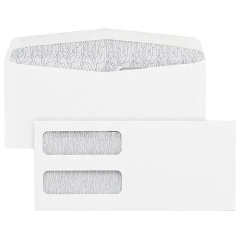 Blueline 4" x 9" Double Window Envelopes - 100 / Box - White